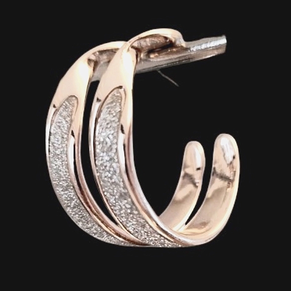 💞💗 Rose Gold Plating Formal Rhinestone Bracelet & Florentine Hoop Earring Set - Picture 7 of 11